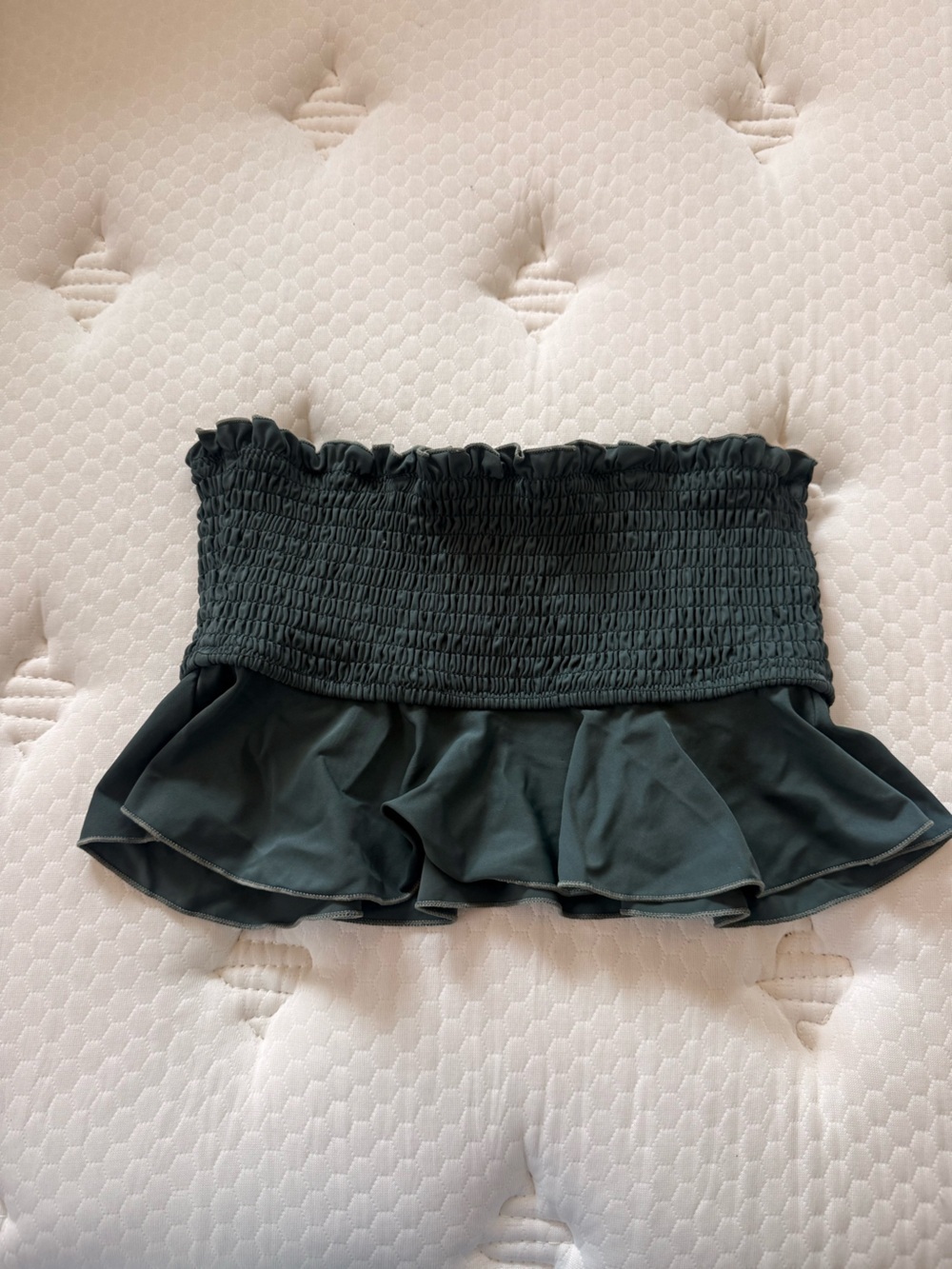 Swim suit tube top dark green/Grey size small